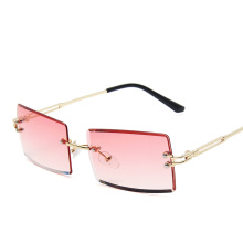 rimless rectangle 2020 new arrivals sunglasses Women retro fashion shades designer UV400 metal women sun glasses 16031